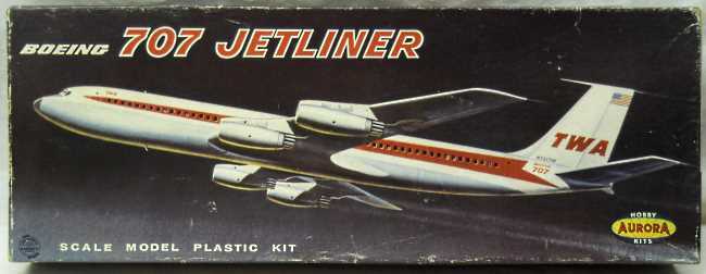 Aurora 1/104 Boeing 707 Jetliner TWA, 382-198 plastic model kit